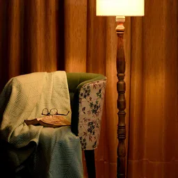 green girgit Brown & White Traditional Floor Lamp With Shade image 1