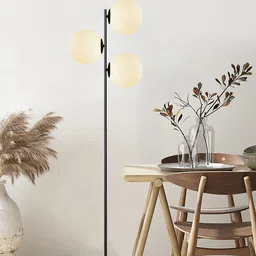 Homesake Black Metal Frosted Glass Globe Floor Lamps-41