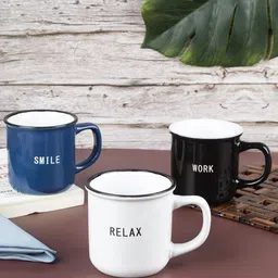 MARKET99 Set of 3 Printed Ceramic Glossy Cups-17