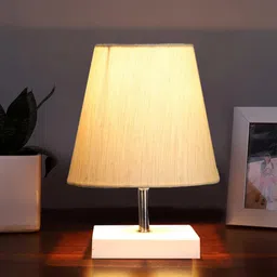 Devansh Off White Frustum Table Lamp-46