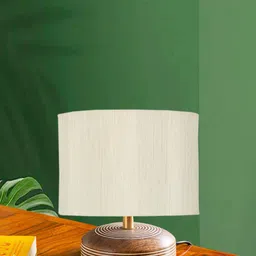 Devansh Off White Cylinder Wooden Table Lamps-image-30