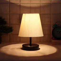 Devansh Off White Textured Table Lamp-1