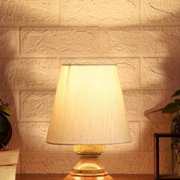 Devansh Off White Wooden Frustum Table Lamp-picture-17