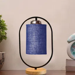 Devansh Navy Blue & Black Jute Wooden Floor & Iron Table Lamp-13