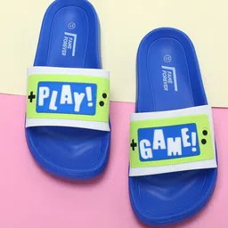 Fame Forever by Lifestyle Boys White & Blue Printed Sliders-image-76