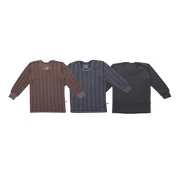 VIMAL JONNEY Kids Pack Of 3 Striped Cotton Thermal Tops-picture-36