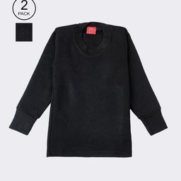 Lux Cottswool Boys Pack Of 2 Black Solid Cotton Thermal Tops-picture-54