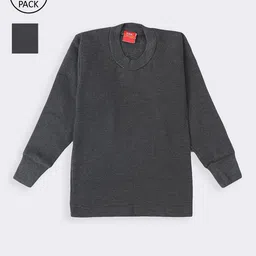 Lux Cottswool Boys Pack Of 2 Black Solid Cotton Thermal Tops-image-73