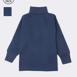 Lux Cottswool Boys Pack Of 2 Blue Solid Cotton Thermal Tops-image-31