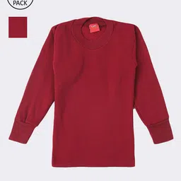 Lux Cottswool Boys Pack Of 2 Maroon Solid Cotton Thermal Tops-image-98