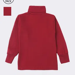 Lux Cottswool Boys Pack Of 2 Maroon Solid Cotton Thermal Tops-image-88
