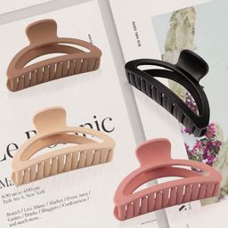 FIMBUL Women Beige & Pink Set of 4 Claw Clip-7