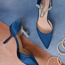 Ronnie Grey Textured PU Party Stiletto Pumps-picture-11