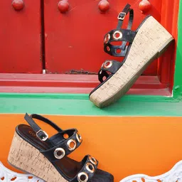 CORSICA Embellished Open Toe Wedges-30