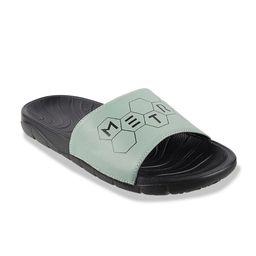 Metro Men Green & Black Printed Sliders-image-37