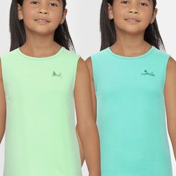 METRO KIDS COMPANY Girls Pack Of 2 Pure Cotton Tank Tops-image-0