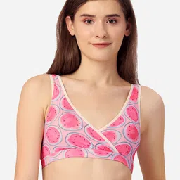 Soie Non Padded Non Wired Printed Lounge Bra with Removable Cups-9