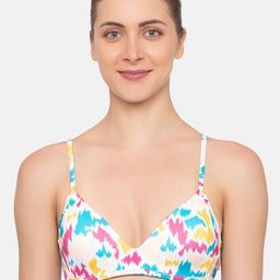 Sloggi Women White & Blue Printed Swim Bra Tops-image-86