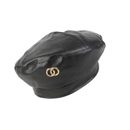 iSWEVEN Unisex Black & Gold-Toned Ascot Cap-12