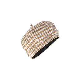 iSWEVEN Unisex Brown & White Printed Ascot Cap-10