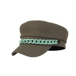 iSWEVEN Unisex Olive Green Solid Cotton Ascot Cap-44