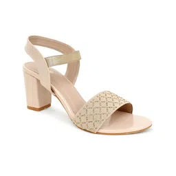 Action Embellished Block Heels With Backstrap image 3