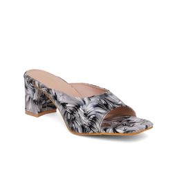FABBHUE Peep Toes Slip On Printed Block Heels image 3
