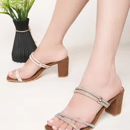 XE Looks Embellished Open Toe Block Heels-45