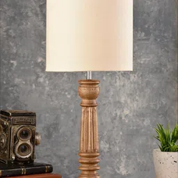green girgit Brown Solid Table Lamp With Cotton Shade image 2