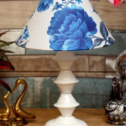 foziq White & Blue Printed Table Lamps-50
