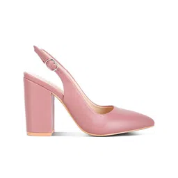 London Rag Creidne Pointed Toe Block Pumps With Buckle Closure image 4