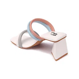 TWIN TOES Striped Open Toe Block Heels image 3