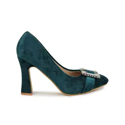 Shezone Embellished Block Pointed Toe Pumps image 4