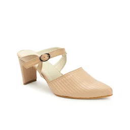 ICONICS Textured Pointed Toe Block Heeled Pumps image 3