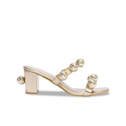 THE WHITE POLE Embellished Open Toe Block Heels image 2
