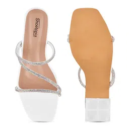 Shoetopia Embellished Party Open Toe Block Heels image 4