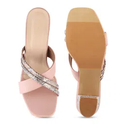 Tresmode Stripblock Printed Cross Strap Block Heels image 4
