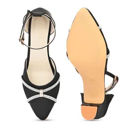 CLOG LONDON Pointed Toe Embellished Block Heels With Ankle Loop image 4