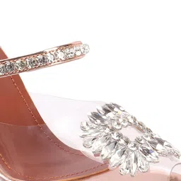 Retro Walk Open Back Embellished Kitten Pumps image 5