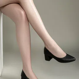 Shezone Solid Textured Block Pumps-8