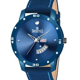 SWISSTYLE Men Neon Blue Brass Embellished Dial & Blue Straps Analogue Multi Function Watch-13