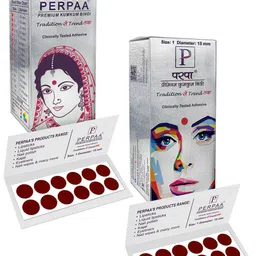 PERPAA Set of 2 Maroon Velvet Kumkum Bindi Box with 15 Flaps Each - Size 1-20