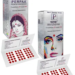 PERPAA Set of 2 Maroon Velvet Kumkum Bindi Box with 15 Flaps Each - Size 04-14