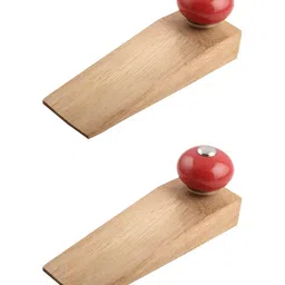 Indianshelf Brown and Red 2 Pieces Wooden Door Stoppers-13