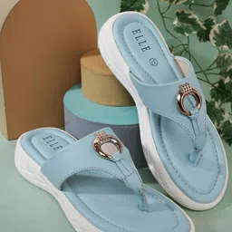 ELLE Women Blue T-Strap Flats-image-36