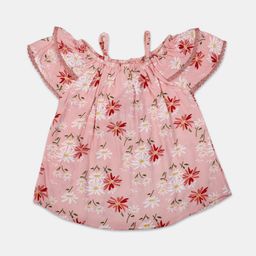 V-Mart Girls Floral Printed Shoulder Straps Cotton Cambric Top-image-50