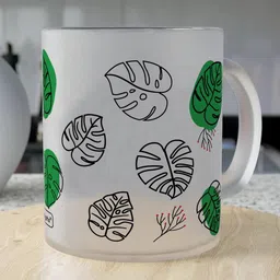 Indigifts Palm Leaf Printed Frosted Coffee Mug-picture-49