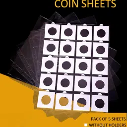 20 Pockets Coin Holder Sheets / Pages for Album set of 5 Pieces Pack Coin Bank-25