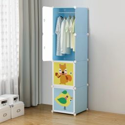 4 door blue PP Collapsible Wardrobe-image-3