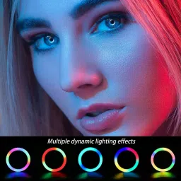 Webilla 10" Selfie RGB LED Ring Light Dimmable with 21 Colours and Shutter for Live Stream for YouTube, Makeup, Photography, Video Shooting, Light for Reels, Vigo, Studio Lighting, taka Tak Videos (Without Tripod) Ring Flash image 5